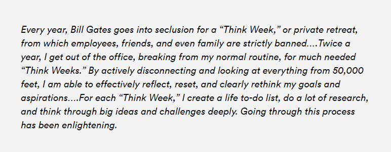 Reflect and Reset- Creating a “Think Week” like Bill Gates